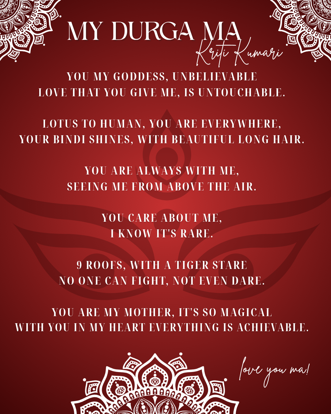 My Durga Ma poem by Kriti Kumari